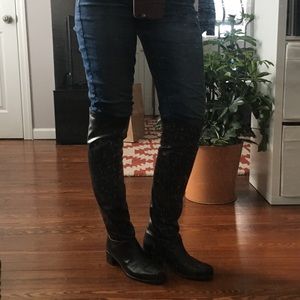 Stuart Weitzman Black Leather OTK Boots Size 7M